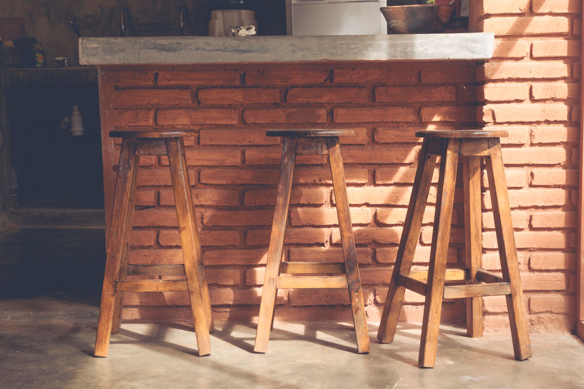 Outdoor kitchen bar seating area